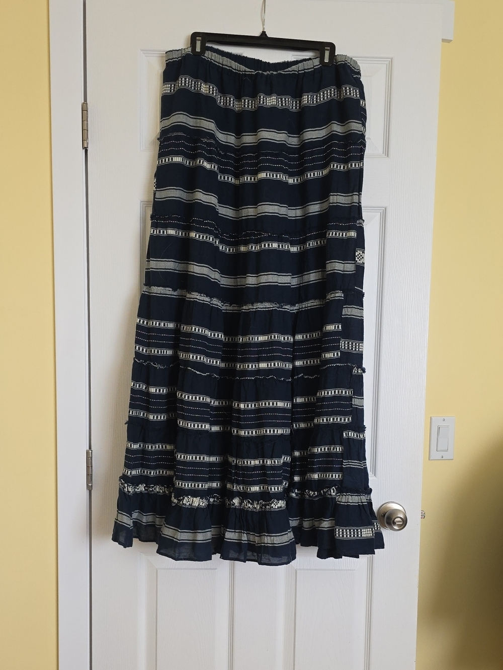 Ralph Lauren Navy and Cream Striped Maxi Skirt